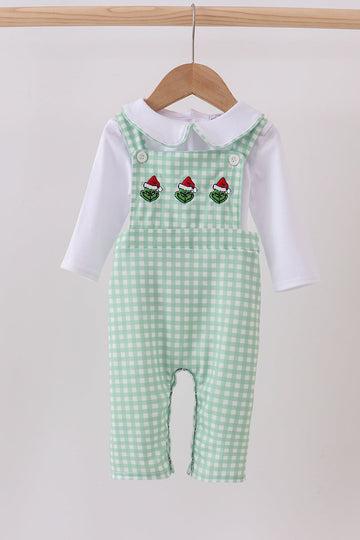 Green grinch smocked 2pc jonjon set