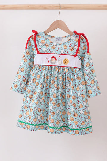 Santa claus cookie french knot ruffle dress