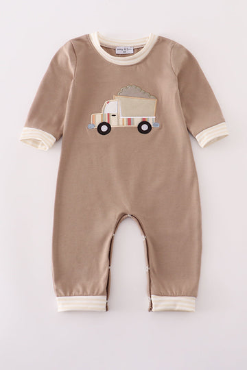 Khaki vehicle applique romper