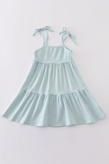 Blue tiered strap girl dress