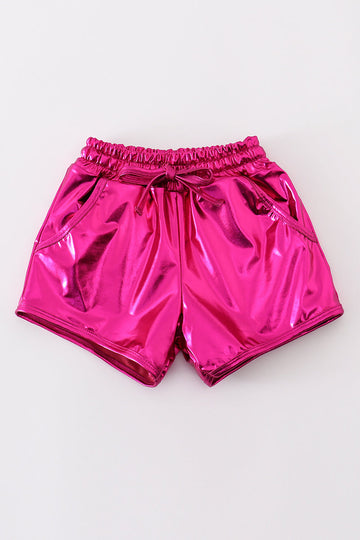 Purple laser shorts with vibrant, swirling patterns, perfect for playful summer adventures.