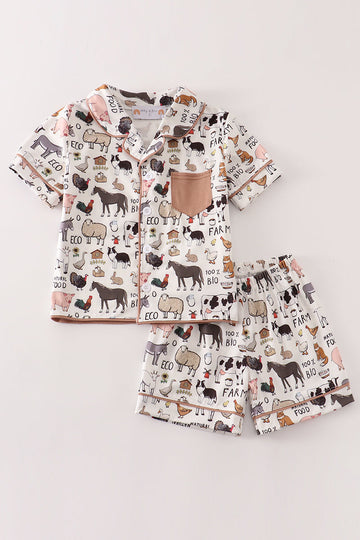 Beige farm boy pajamas set