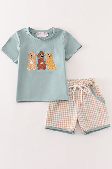 Puppy embroidery boy set