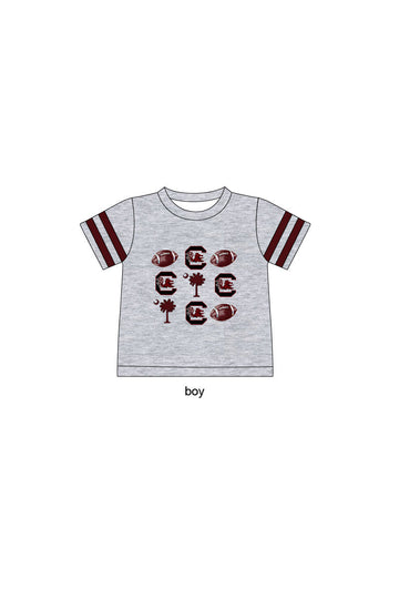 South Carolina football stripe boy top, red and white stripes, perfect for game day.