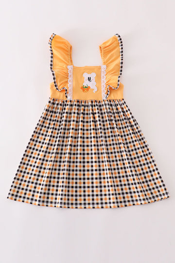 Orange halloween character ghost applique dress