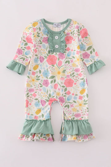 Floral print ruffle romper