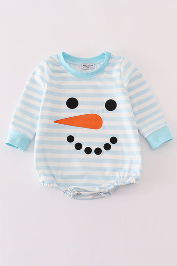 Blue snowman embroidery stripe bubble