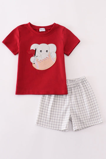 Adorable Alabama elephant football applique set for kids, perfect for game day fun.