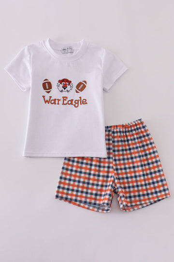 White Auburn War Eagle embroidery set with playful, colorful designs for kids.