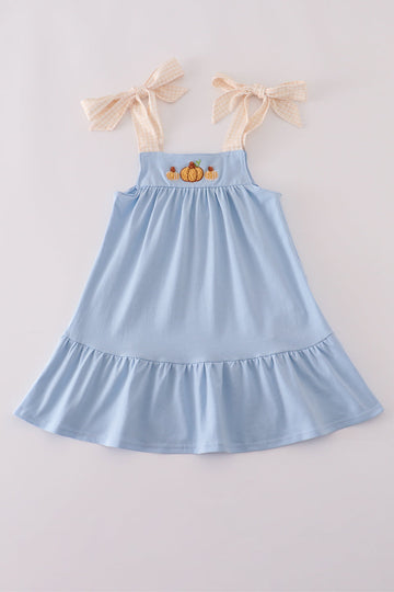 Blue pumpkin french knot dress