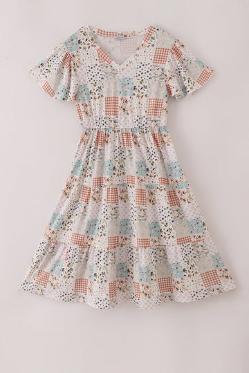 Fall floral print mom dress