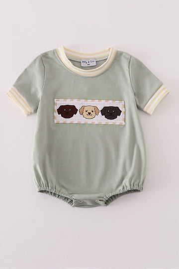 Puppy embroidery smocked bubble