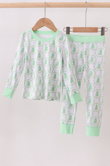 Green christmas tree bamboo pajama set