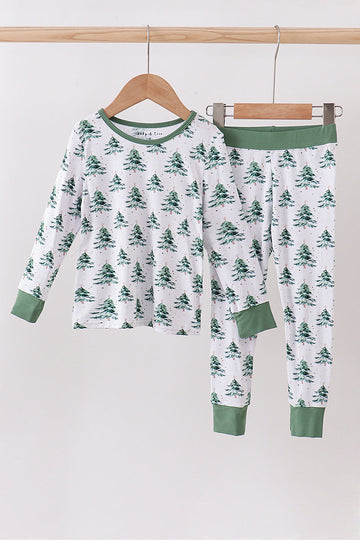 Green christmas tree bamboo pajama set