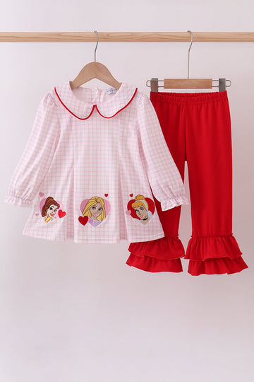Red princess embroidery pants set