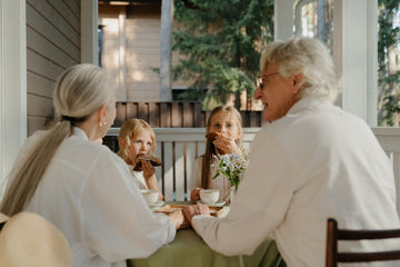 Grandparents having sweets with grandkids