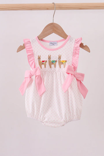 Pink alpaca embroidery ruffle bubble