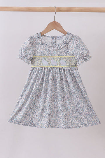 Floral bunny smocked dress