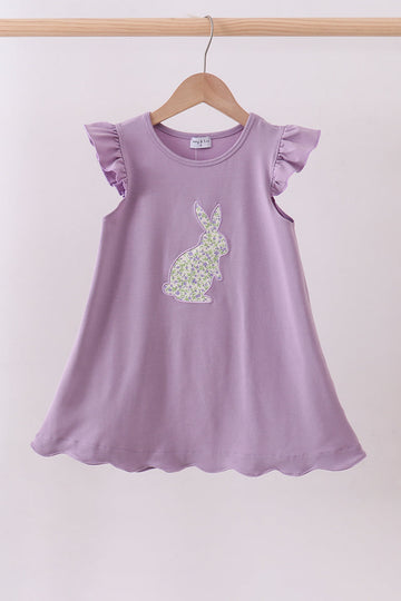 Purple bunny applique ruffle dress
