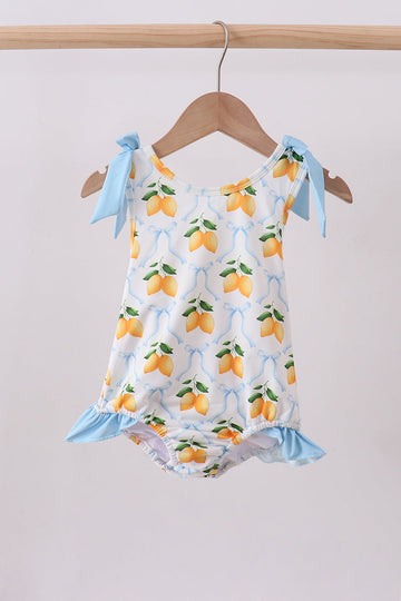 Blue bow lemon one-piece swimsuit