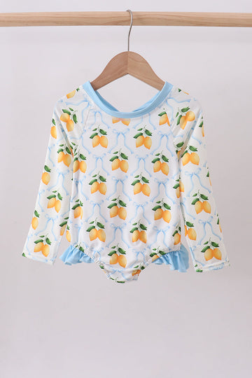 Blue bow lemon rashguard