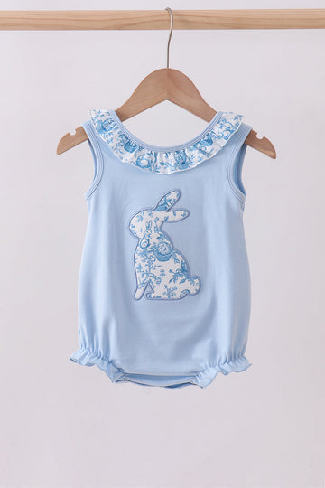 Blue bunny applique ruffle bubble