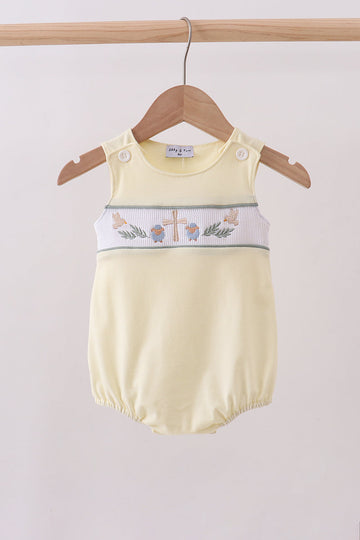 Yellow cross sheep embroidery bubble