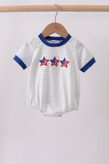 Navy bow applique stripe bubble
