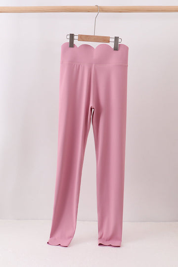 Lilac Scalloped Mom Yoga Active Leggings