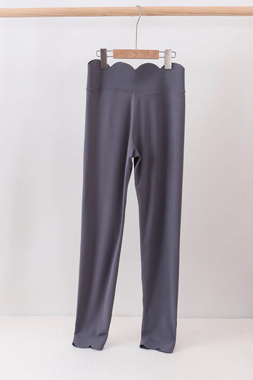 Gray Scalloped Mom Yoga Active Leggings