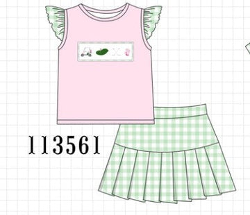Green Golf Embroidered Skorts Set
