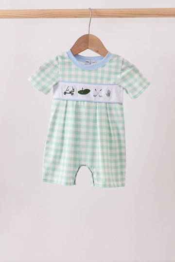 Green Golf Embroidered Romper