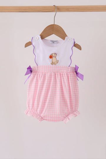 Pink Puppy Pumpkin Applique Bow Bubble