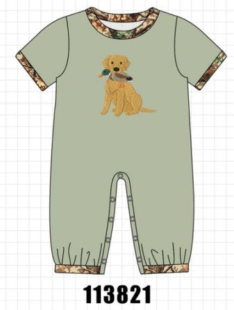 Green Hunting Print Romper