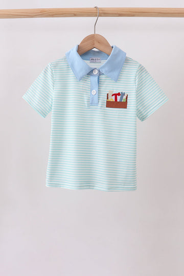 Blue Tool Embroidery Stripe Shirt