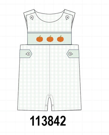 Sage pumpkin embroidery gingham jon jon
