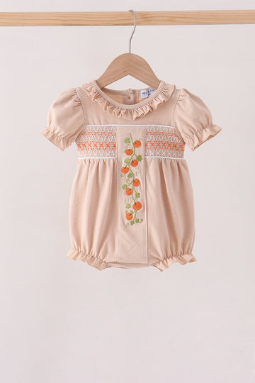 Khaki Pumpkin Smocked Ruffle Bubble