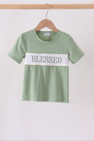 Sage Blessed Smocked Top