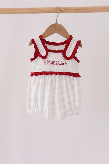 Red Alabama Roll Tide Embroidery Ruffle Bubble