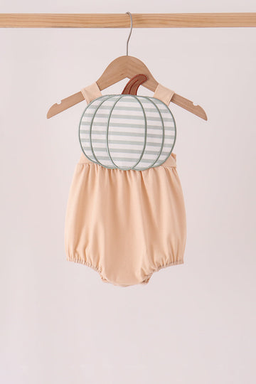 Khaki pumpkin applique bubble