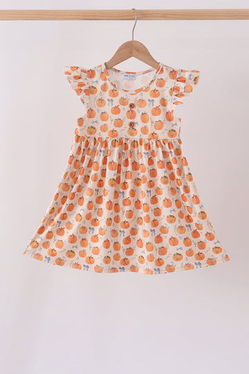 Pumpkin Bow Ruffle Dress