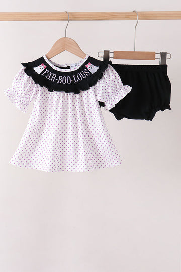 Black Ghost Embroidery Bloomer Set