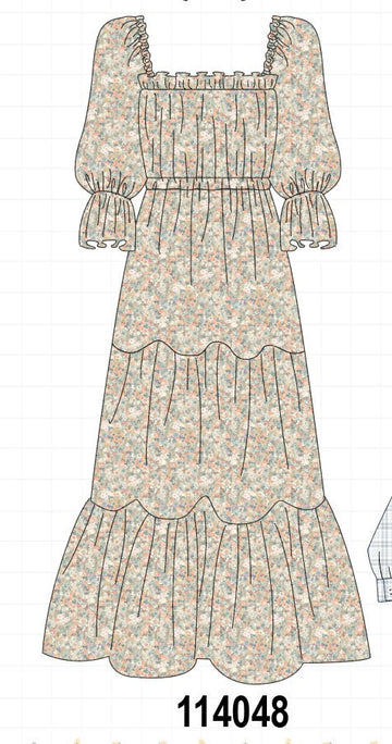 Floral print tiered mom dress