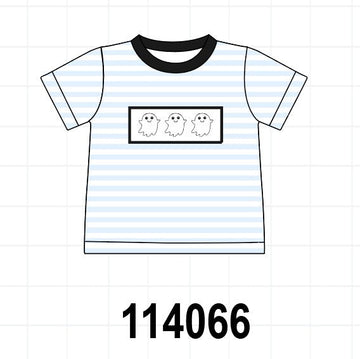 Blue Ghost Embroidery Stripe Top
