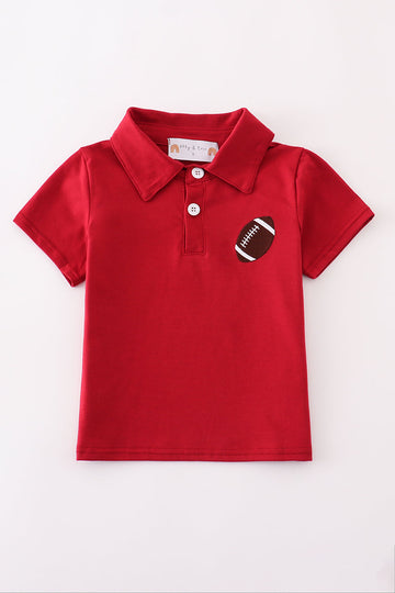 Maroon football embroidery button down shirt