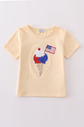 Matching mom and child tops with colorful ice cream and flag sequins.