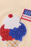 Matching mom and child tops with colorful ice cream and flag sequins.