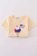 Matching mom and child tops with colorful ice cream and flag sequins.