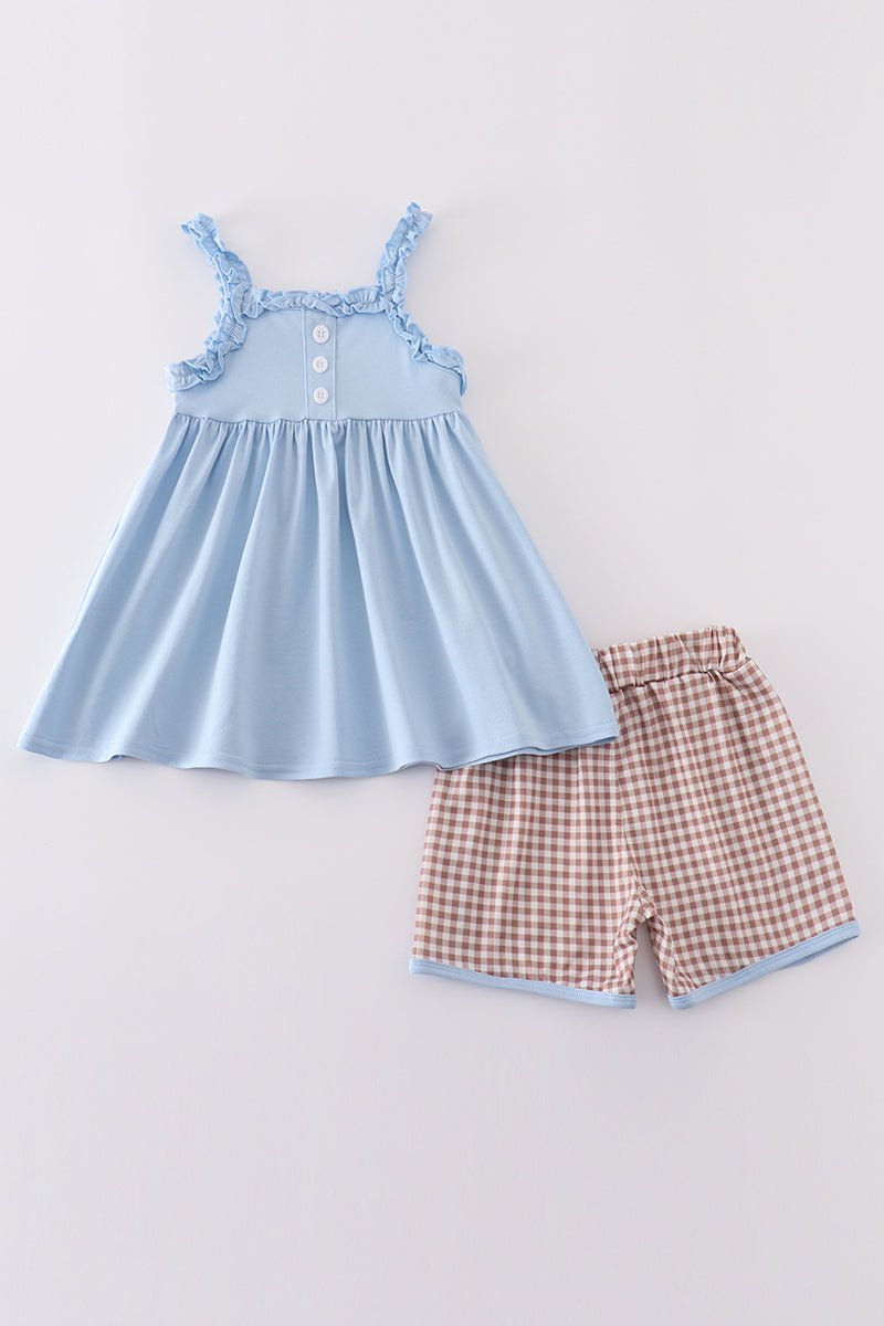 Blue baseball applique set featuring playful baseball-themed designs, perfect for active kids.