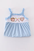 Blue baseball applique set featuring playful baseball-themed designs, perfect for active kids.